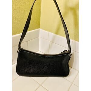 Kate Spade New York Black Pebbled Leather Baguette Shoulder Bag Dot Lining